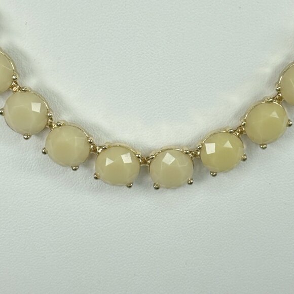 Banana Republic Beaded Statement Necklace Pale Honey Faceted Prong Set Gold Tone - Picture 3 of 8